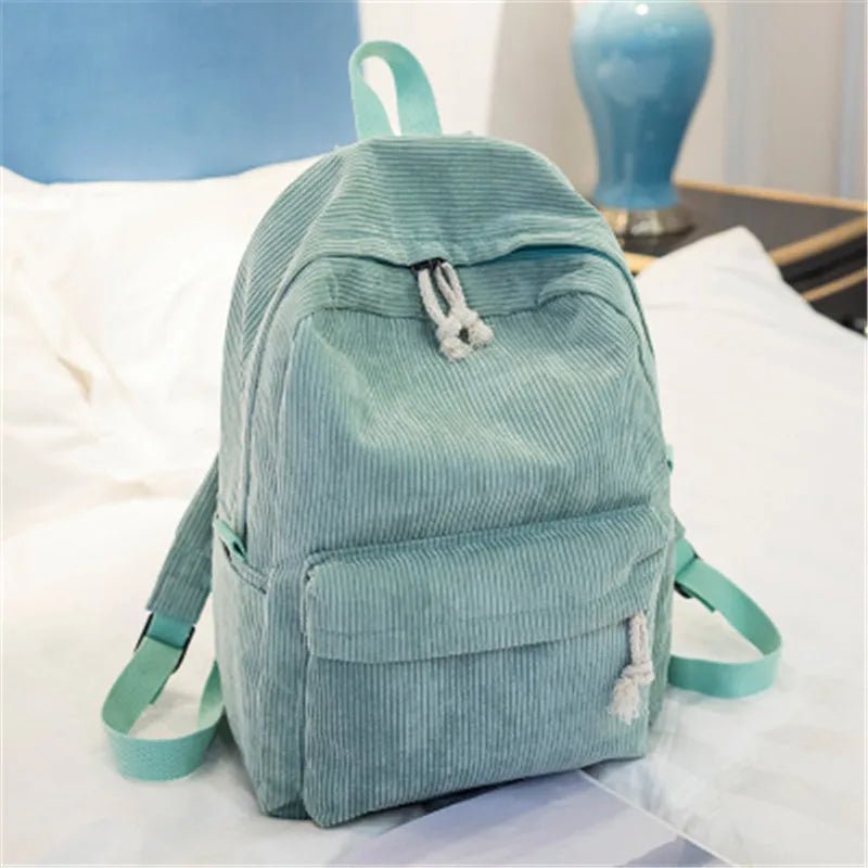 Customizable Handmade Corduroy Backpack - Soft Casual Design for Campus Use