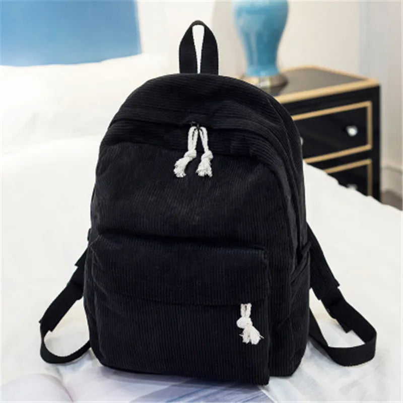 Customizable Handmade Corduroy Backpack - Soft Casual Design for Campus Use