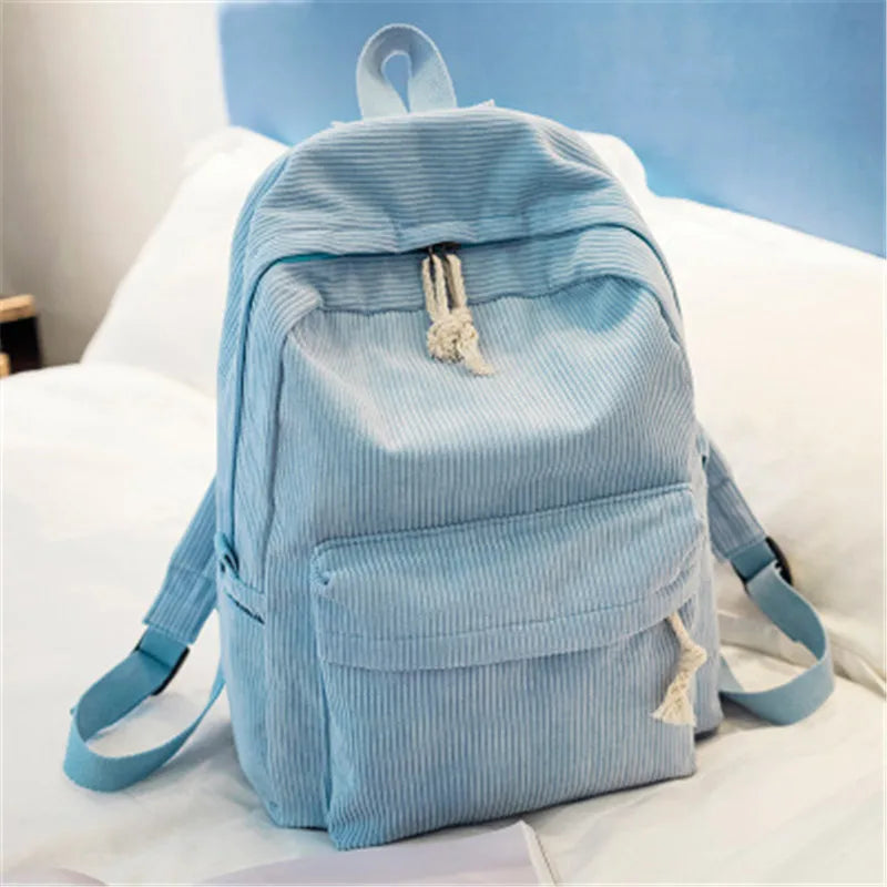 Customizable Handmade Corduroy Backpack - Soft Casual Design for Campus Use