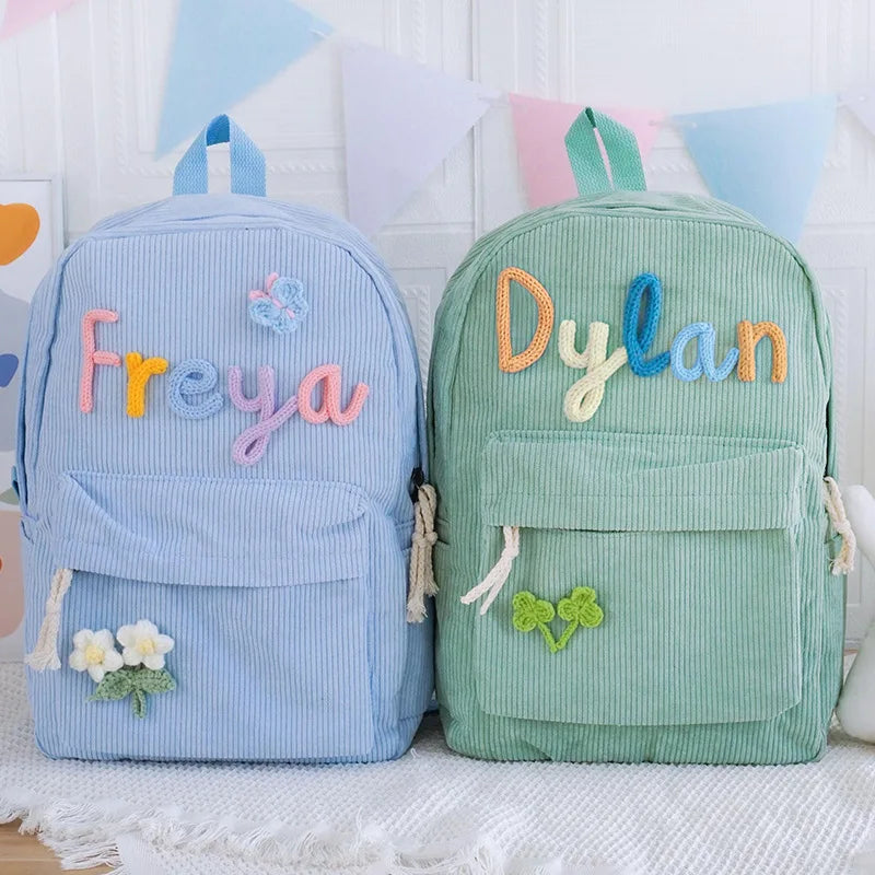 Customizable Handmade Corduroy Backpack - Soft Casual Design for Campus Use