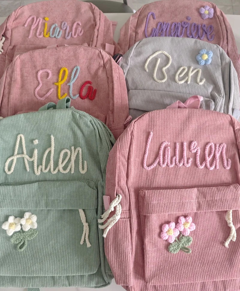 Customizable Handmade Corduroy Backpack - Soft Casual Design for Campus Use